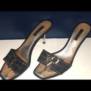 Louis Vuitton Black Canvas Love Slides